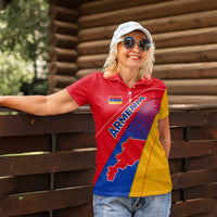 Armenia Flag Colors Women Polo Shirt with National Emblem and Map Design - Wonder Print Shop