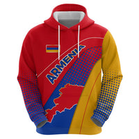 Armenia Flag Colors Zip Hoodie with National Emblem and Map Design - Wonder Print Shop
