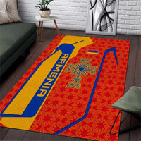 Armenia Flag-Inspired Area Rug with Ornamental Cross and Geometric Pattern Design - Wonder Print Shop