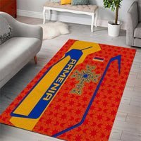 Armenia Flag-Inspired Area Rug with Ornamental Cross and Geometric Pattern Design - Wonder Print Shop