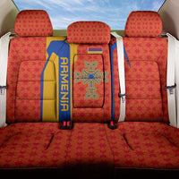 Armenia Flag-Inspired Back Car Seat Cover with Ornamental Cross and Geometric Pattern Design - Wonder Print Shop