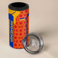 Armenia Flag-Inspired 4 in 1 Can Cooler Tumbler with Ornamental Cross and Geometric Pattern Design - Wonder Print Shop