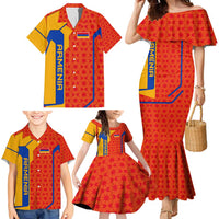 Armenia Flag-Inspired Family Matching Mermaid Dress and Hawaiian Shirt with Ornamental Cross and Geometric Pattern Design - Wonder Print Shop