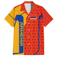 Armenia Flag-Inspired Family Matching Off The Shoulder Long Sleeve Dress and Hawaiian Shirt with Ornamental Cross and Geometric Pattern Design - Wonder Print Shop