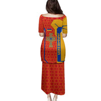 Armenia Flag-Inspired Family Matching Puletasi and Hawaiian Shirt with Ornamental Cross and Geometric Pattern Design - Wonder Print Shop