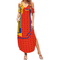 Armenia Flag-Inspired Family Matching Summer Maxi Dress and Hawaiian Shirt with Ornamental Cross and Geometric Pattern Design - Wonder Print Shop