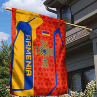 Armenia Flag-Inspired Garden Flag with Ornamental Cross and Geometric Pattern Design - Wonder Print Shop