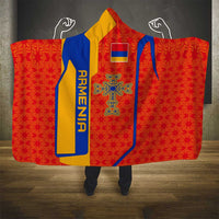 Armenia Flag-Inspired Hooded Blanket with Ornamental Cross and Geometric Pattern Design - Wonder Print Shop