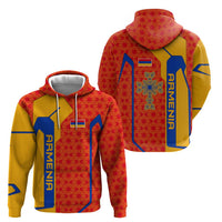Armenia Flag-Inspired Hoodie with Ornamental Cross and Geometric Pattern Design - Wonder Print Shop