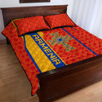 Armenia Flag-Inspired Quilt Bed Set with Ornamental Cross and Geometric Pattern Design - Wonder Print Shop