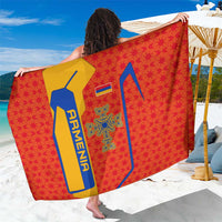Armenia Flag-Inspired Sarong with Ornamental Cross and Geometric Pattern Design - Wonder Print Shop