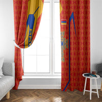 Armenia Flag-Inspired Window Curtain with Ornamental Cross and Geometric Pattern Design - Wonder Print Shop