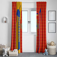 Armenia Flag-Inspired Window Curtain with Ornamental Cross and Geometric Pattern Design - Wonder Print Shop