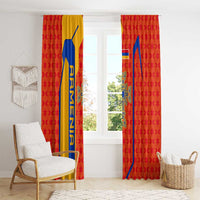 Armenia Flag-Inspired Window Curtain with Ornamental Cross and Geometric Pattern Design - Wonder Print Shop