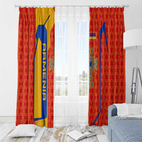 Armenia Flag-Inspired Window Curtain with Ornamental Cross and Geometric Pattern Design - Wonder Print Shop