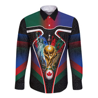 Personalized World Football 2026 Host Nations Long Sleeve Button Shirt USA Canada Mexico Soccer Trophy