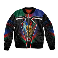 Personalized World Football 2026 Host Nations Sleeve Zip Bomber Jacket USA Canada Mexico Soccer Trophy