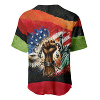 Happy 250th You Still Owe Us Black Pride Baseball Jersey Pan African Flag Broken Chains - Statue Of Liberty