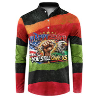 Happy 250th You Still Owe Us Black Pride Button Sweatshirt Pan African Flag Broken Chains - Statue Of Liberty