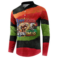 Happy 250th You Still Owe Us Black Pride Button Sweatshirt Pan African Flag Broken Chains - Statue Of Liberty