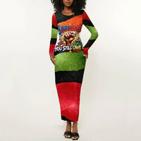 Happy 250th You Still Owe Us Black Pride Long Sleeve Bodycon Dress Pan African Flag Broken Chains - Statue Of Liberty
