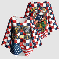 USA Soccer Summer Christmas In July Kimono Sleeve Blouse Summer Santa World Football 2026