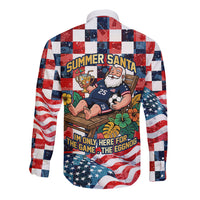USA Soccer Summer Christmas In July Long Sleeve Button Shirt Summer Santa World Football 2026
