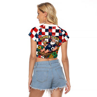 USA Soccer Summer Christmas In July Raglan Cropped T Shirt Summer Santa World Football 2026