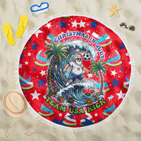 Christmas In July USA Soccer Beach Blanket Surfing Santa Flamingo Summer Watermelon
