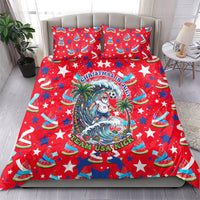 Christmas In July USA Soccer Bedding Set Surfing Santa Flamingo Summer Watermelon