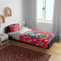 Christmas In July USA Soccer Bedding Set Surfing Santa Flamingo Summer Watermelon