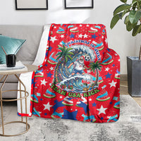 Christmas In July USA Soccer Blanket Surfing Santa Flamingo Summer Watermelon