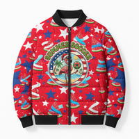 Christmas In July USA Soccer Bomber Puffer Jacket Surfing Santa Flamingo Summer Watermelon