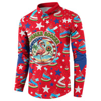 Christmas In July USA Soccer Button Sweatshirt Surfing Santa Flamingo Summer Watermelon
