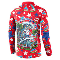 Christmas In July USA Soccer Button Sweatshirt Surfing Santa Flamingo Summer Watermelon
