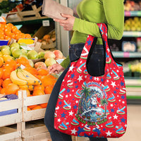 Christmas In July USA Soccer Grocery Bag Surfing Santa Flamingo Summer Watermelon