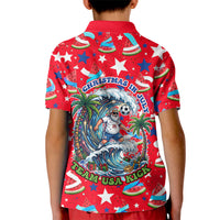 Christmas In July USA Soccer Kid Polo Shirt Surfing Santa Flamingo Summer Watermelon