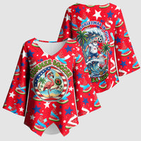 Christmas In July USA Soccer Kimono Sleeve Blouse Surfing Santa Flamingo Summer Watermelon