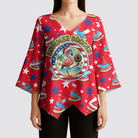 Christmas In July USA Soccer Kimono Sleeve Blouse Surfing Santa Flamingo Summer Watermelon