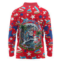 Christmas In July USA Soccer Long Sleeve Polo Shirt Surfing Santa Flamingo Summer Watermelon