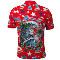 Christmas In July USA Soccer Polo Shirt Surfing Santa Flamingo Summer Watermelon