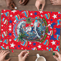 Christmas In July USA Soccer Puzzle Surfing Santa Flamingo Summer Watermelon