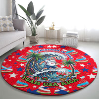 Christmas In July USA Soccer Round Carpet Surfing Santa Flamingo Summer Watermelon