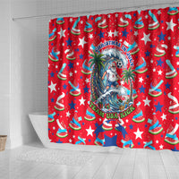 Christmas In July USA Soccer Shower Curtain Surfing Santa Flamingo Summer Watermelon