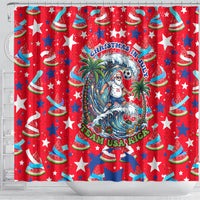 Christmas In July USA Soccer Shower Curtain Surfing Santa Flamingo Summer Watermelon