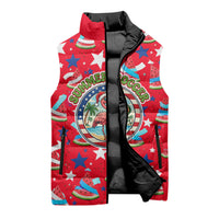 Christmas In July USA Soccer Sleeveless Puffer Jacket Surfing Santa Flamingo Summer Watermelon