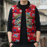 Christmas In July USA Soccer Sleeveless Puffer Jacket Surfing Santa Flamingo Summer Watermelon