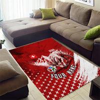 Personalized Switzerland Ibex Soccer 2026 Area Rug Grunge Swiss Football Cross Mountain