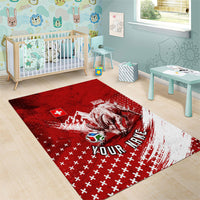 Personalized Switzerland Ibex Soccer 2026 Area Rug Grunge Swiss Football Cross Mountain