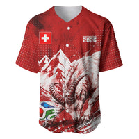 Personalized Switzerland Ibex Soccer 2026 Baseball Jersey Grunge Swiss Football Cross Mountain